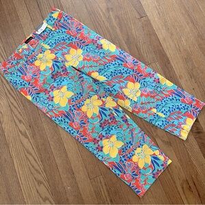 Talbots Perfect Skimmer Capri Pants Floral Summer Size 2